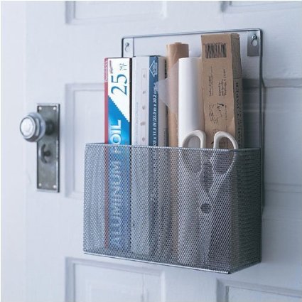 YBM HOME Silver Mesh Wall Mount Pantry Caddy, Wrap Rack Size 10 1/2 x 14 1/2 x 4 inches 1154 (1)