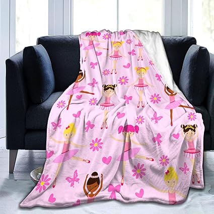 Cute Girl Ballerina Blanket Super Soft Warm Flannel Throw Blankets Dance Blankets for Sofa Couch Bed Decoration Girls Adult All Season Gifts 50"x40"