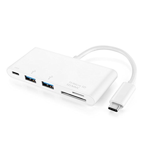 TNP USB C Micro SD / MMC / SD Card Reader   USB 3.0 Type A   USB Type C Power Delivery Charging Port Hub Adapter - USB-C to SuperSpeed USB, TF MicroSD & SD Memroy Card Reader Adapter Connector Cable