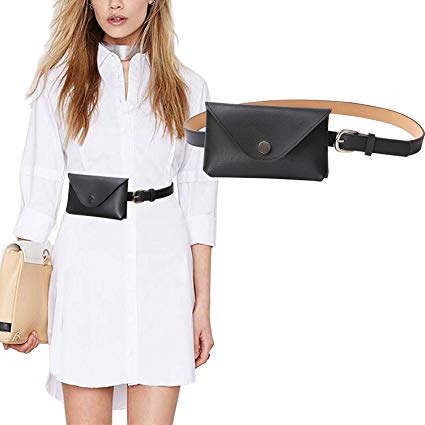 JASGOOD Womens Leather Belt Fanny Pack with Removable Belt Tassel Waist Pouch Fashion Belt Bags