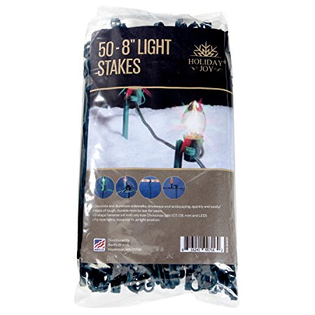 Holiday Joy - 50 Light Stakes - 8" High - Outdoor Christmas Lights for Yards & Path - Made in USA
