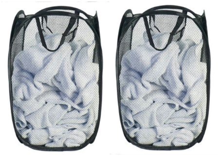 Pop-Up Clothes Laundry Collapsible Travel Hampers w/Handles - Bags / Baskets, 2 Pack