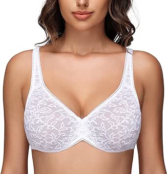 WingsLove Women’s Full Coverage Non-Padded Floral Sexy Lace Unlined Underwire Bra