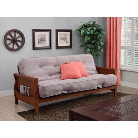 Better Homes and Gardens Wood Arm Futon with Coil Mattress (Taupe)