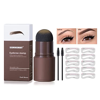 Eyebrow Stamp Kit,One Step Eyebrow Stamp Waterproof,Makeup Eyebrow Powder Stencil Kit,Eyebrow Stamp Makeup Tools,10 Reusable Eyebrow Stencils,2 Eyebrow Pen Brushes