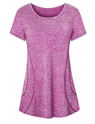 Cucuchy Womens Yoga Tops Flowy Fitness Workout Shirts Short Sleeve Activewear