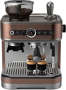 PHILIPS Barista Brew Semi Automatic Espresso Machine - Single & Double Espresso   Americano Button, 280g Dual Bean Container, Intuitive Guidance, Calibrated Tamping, Metal Cappuccino (PSA3228/41)