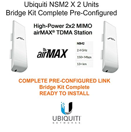 Ubiquiti NSM2 X 2 Units Nanostation M2 Bridge Kit Complete Pre-Configured