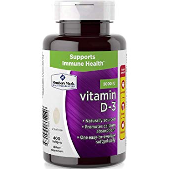 Member's Mark Wellness & Nutrition Vitamin D-3 5000 Iu - 400 Softgels Dietary Supplement