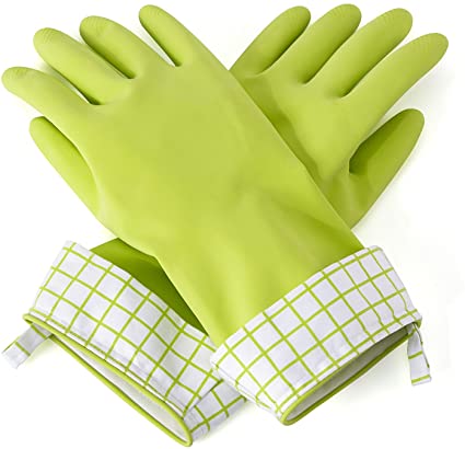 Full Circle Splash Patrol Natural Latex Cleaning and Dish Gloves, Medium/Large, Green,