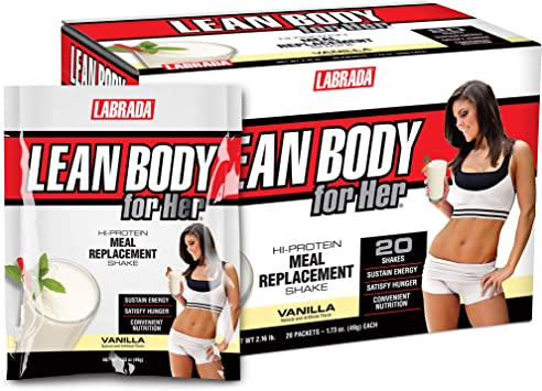 Lean Body for Her All-in-One Vanilla Meal Replacement Shake. 30g Protein, Whey Blend, Just 9g Carbs, 22 Vitamins and Minerals, No Artificial Colours, Gluten Free, (20 MRP Packets)