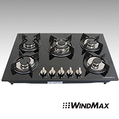 !!! ON SALE NOW!!! 30" Fashion Black Tempered Glass Built-in Kitchen Natural Gas 5 Burner Gas Hob CookTop