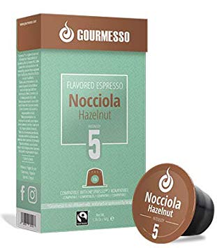 Gourmesso Soffio Nocciola (Hazelnut) - 50 Espresso Capsules Comptaible with Nespresso Machines 100% Fairtrade Coffee