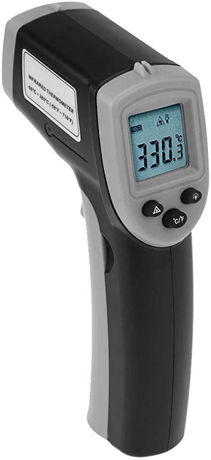KKmoon Digital Infrared Thermometer, Industrial Temperature Gun,Non-Contact Digital Infrared Thermometer with Backlight (-50-380°C/-58℉-716℉) NOT for Humans,Battery not Included,Grey