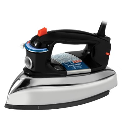 BLACK DECKER F67E Classic Iron with Aluminum Soleplate, Black/Silver