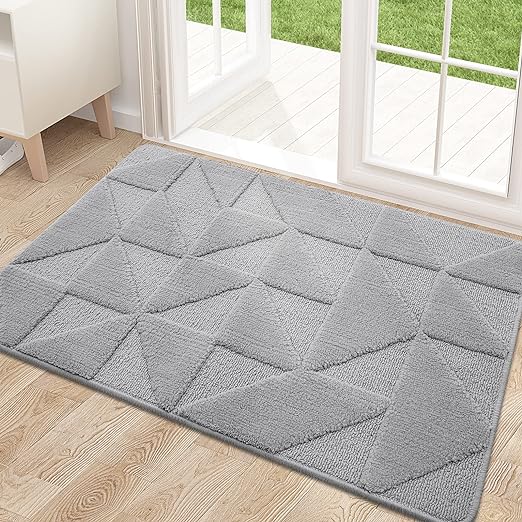 OLANLY Door Mats Indoor, Non-Slip, Absorbent, Dirt Resist, Entrance Washable Mat, Low-Profile Inside Entry Doormat for Entryway (36x24 inches, Grey)