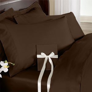 600 Thread Count Four (4) Piece King Size Chocolate Solid Bed Sheet Set, 100% Egyptian Cotton, Premium Hotel Quality