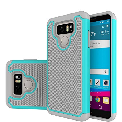 LG G6 Case,Suensan Dual Layer Armor Defender Protective Shock Absorbing with Hybrid Soft silicone and Hard PC Design Cover for LG G6 (2017) (Mint)