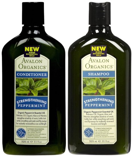 Avalon Organics Peppermint Revitalizing Shampoo and Conditioner 11 oz