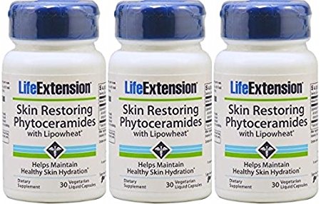 Life Extension Skin Restoring Phytoceramides w/ Lipowheat 30 Capsules(3 Pack)