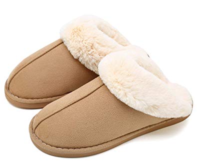 HomyWolf Comfy Womens Slippers, Fluffy Women Memory Foam Slippers for Indoor Outdoor, Ladies Slip On House Shoes