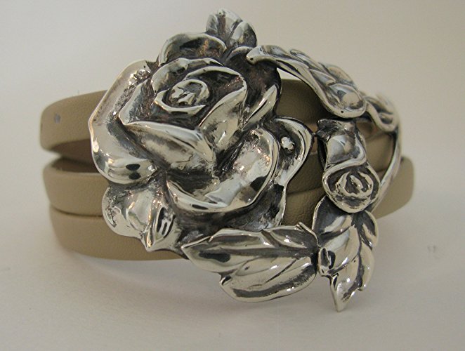 Sterling Silver Rose Triple Wrap Bracelet