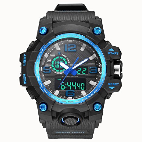 Bounabay Men's Military Digital Sport Watch Water Resistant Outdoor LED Back Light Display