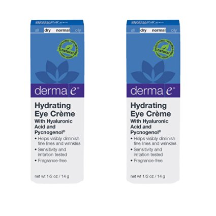 Derma E All Natural Hydrating Eye Creme With Anti-Aging Serum For Reducing Fine Lines, Crow's Feet & Wrinkles With Green Tea, Jojoba Essential Oil, Vitamin A, Witch Hazel & Aloe, 0.5 oz (Pack of 2)