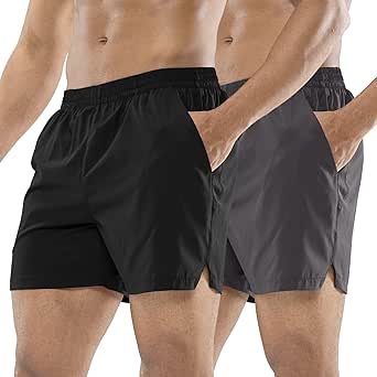 MIER Men's Workout Running Shorts Quick Dry Active 5 Inches Shorts with Pockets, Lightweight, Breathable