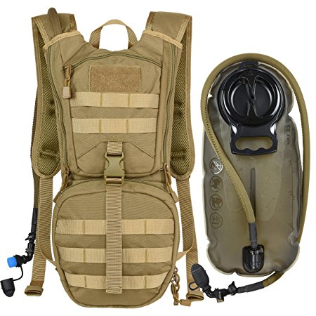 Tactical Molle Hydration Pack Backpack with 2.5L TPU Water Bladder, Military Daypack for Cycling, Hiking, Running, Climbing, Hunting, Biking