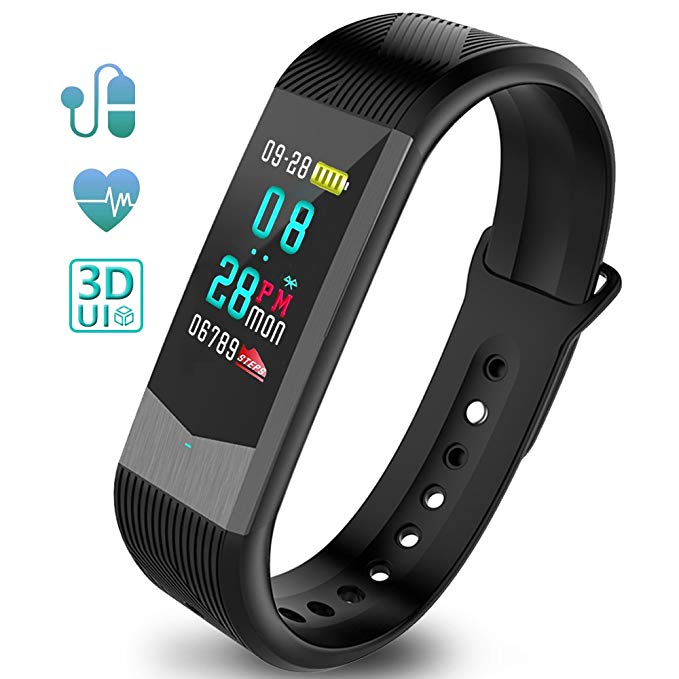 Fitness Tracker Activity Tracker Fitness Watch Heart Rate Monitor Pedometer Sleep Monitor Smart Bracelet Waterproof 4D UI Color Screen Display with Call/SMS Reminder, GPS/Blood Pressure Monitor