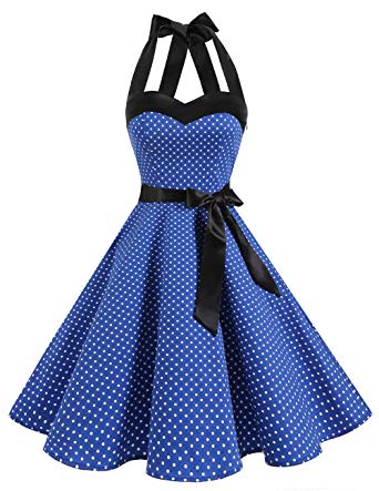 DRESSTELLS 50s Retro Halter Rockabilly Bridesmaid Audrey Dress Cocktail Dress