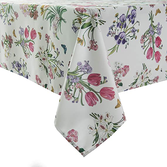Flyspped Waterproof Wildflower Floral Print Tablecloth Rectangle Table Cloth for Dinning Room 60 Inch by 120 Inch