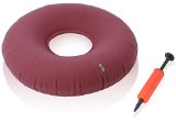Dr Fredericks Original Donut Cushion - 15 Inflatable Ring Cushion - Hemorrhoid Treatment Bed Sores Coccyx and Tailbone Pain Pilonidal Cyst Perineal Pain Child Birth Prostatitis etc - Red