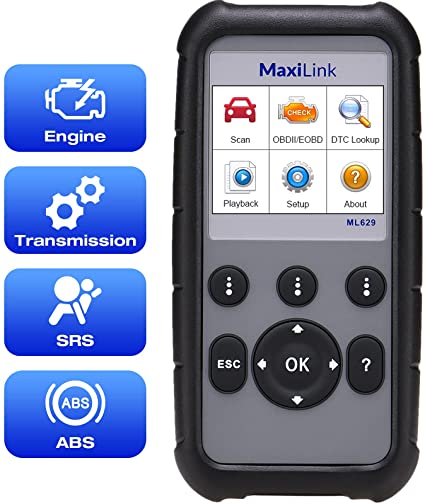 Autel OBD2 Scanner MaxiLink ML629 Code Reader with Engine/Transmission/ABS/SRS Diagnoses,Full OBDII Functions DTC Lookup for DIYers, Gray