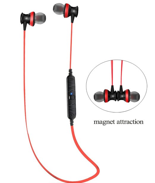 Bluetooth Headphones Sweatproof V40 Wireless Bluetooth Earphones Headset In-Ear Headphones Earbuds with Microphone and Stereo for Sports with Magnet Attraction Red