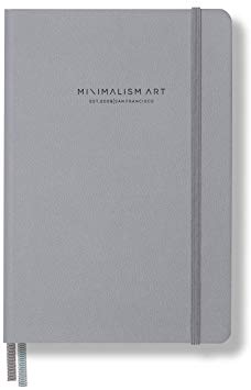 Minimalism Art, Premium Edition Notebook Journal, Classic 5 x 8.3 inches, Dotted Grid Page, Hard Cover, 124 Numbered Pages, Gusseted Pocket, Ribbon Bookmark, Ink-Proof Paper 120gsm (Gray)