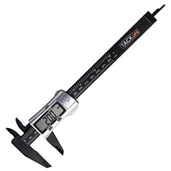 Digital Caliper 150mm 0-6'' Vernier Calipers with Electrice Shock Protection Battery Compartment Extenal/Internal/Depth/Step Measurement,Extra Strong Carbon Fiber Plastic Composites Ideal Gift for Father's Day | Tacklife DC03