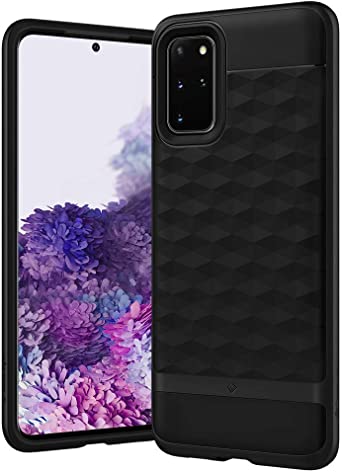 Caseology Parallax Designed for Samsung Galaxy S20 Plus Case, Shockproof Protective Geometric Pattern Cover, Samsung S20 Plus Case (Matte Black)