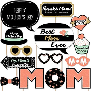 Big Dot of Happiness Best Mom Ever - Mother's Day Photo Booth Props Kit - 20 Count