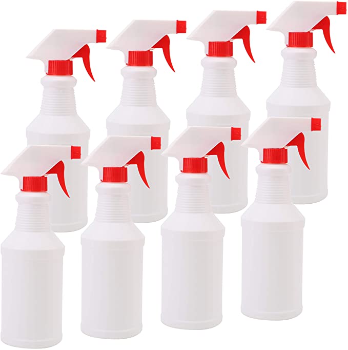 Fasmov 16 oz Empty Plastic Spray Bottles Leak Proof, Adjustable Nozzle-Pack of 8