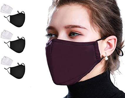 1/3/5 pcs Reusable Face Dust 𝓶𝓪𝓼𝓴 for Adults with 2/6/10 pcs Filter (3 x Black 6 x Sheets)