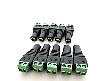 AspenTek Dc Female Power Cable Connector Plug Which Allows Led Strip Light to Be Connected to 12v Power Adapter-10 Pack