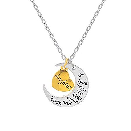 Fashion Charms Necklace Pendants I Love You To The Moon And Back Jewelry Christmas Birthday Gift for daughter