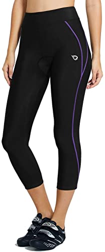 BALEAF Women's 3D Padded Compression Riding Cycling Tights 3/4 Pants Wide Waistband UPF 50