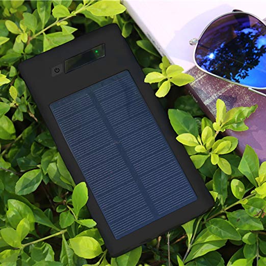 Eachbid Solar Charger Battery Portable 20000mAh Dual USB output LCD Solar Battery Charger Powered for iPhone, iPod, iPad, Samsung, HTC, GPS , Camera Black