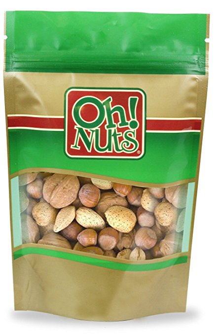 Mixed Nuts Large Raw in Shell, Jumbo Seasonal in Shell Nuts Mix - 2 Pound Bag (32 Oz) - Oh! Nuts