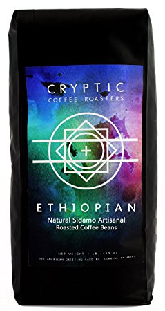 Ethiopian Natural Sidamo Single Origin Coffee, Micro Roasted Whole Bean Coffee (1 Pound Bag)