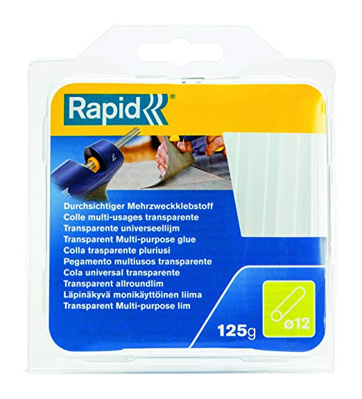 RAPID Multipurpose Transparent Hot Glue Sticks, 12mm x 94mm (125g)