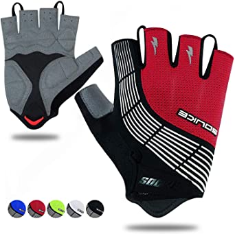 Souke Sports Cycling Bike Gloves Padded Half Finger Bicycle Gloves Shock-Absorbing Anti-Slip Breathable MTB Road Biking Gloves for Men/Women